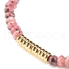 Natural Malaysia Jade(Dyed) Rondelle Beaded Stretch Bracelet with Brass BJEW-JB07967-6