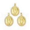 Rack Plating Brass Micro Pave Clear Cubic Zirconia Pendants KK-C011-04G-3