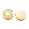 Textured Flat Round 304 Stainless Steel Pendants X-STAS-G218-06G-2