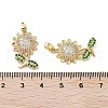 Sunflower Charms Rack Plating Brass Micro Pave Clear Cubic Zirconia Pendants KK-G482-16G-3