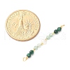 Faceted Round Natural Green Aventurinee & Malachite & Potato Natural Cultured Freshwater Pearl Beaded Connector Charms PALLOY-JF03531-03-4