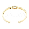 Cubic Zirconia Oval & Fish Open Cuff Bangle BJEW-G651-06G-03-2