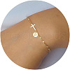 Brass Flat Round with Letter Pattern Charm Bracelets FS-WG462DF-16-1