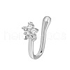 Flower Brass Micro Pave Clear Cubic Zirconia Clip-on Nose Septum Rings WG32032-21-1