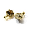 Natural Tiger Eye Half Round Charms KK-K398-20G-2