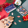 SUNNYCLUE 28Pcs 7 Colors Winter Theme Alloy Printed Pendants FIND-SC0012-46-3