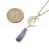 Electroplated Natural Quartz Crystal with Moon and Star Pendant Necklaces NJEW-JN04686-3