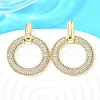 Brass Micro Pave Clear Cubic Zirconia Stud Earrings EJEW-C147-01A-G-1