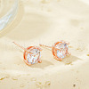 Elegant Fashionable Brass Clear Cubic Zirconia Flat Round Stud Earrings BP7914-3