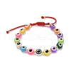 Flat Round with Evil Eye Beaded Bracelet BJEW-JB07102-02-4