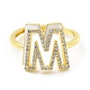 Mixed Color Enamel Initial Letter Adjustable Ring with Clear Cubic Zirconia RJEW-P045-01G-M-2