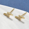 Lightning Bolt Brass Micro Pave Clear Cubic Zirconin Stud Earrings EJEW-D318-07G-2