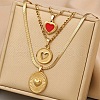 304 Stainless Steel Red Enamel Heart Pendant 3 Layer Necklaces for Women FS-WG3B4D3-01-1