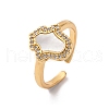 Brass Micro Pave Cubic Zirconia Shell Cuff Rings KK-D363-24A-G-2