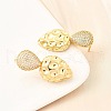 Brass Clear Cubic Zirconia Groove Teardrop Stud Earrings EJEW-C147-05G-3