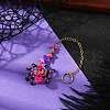Halloween Theme Spider & Skull Dyed Synthetic Turquoise & Glass Seed Beads Pendant Decorations HJEW-MZ00282-01-1