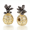 Rack Plating Brass Cubic Zirconia Beads ZIRC-R016-01-1