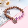 Wood Bead & Stone Bracelet BJEW-JB06104-6