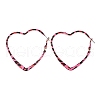 Hollow Heart with Leopard Print Alloy Hoop Earrings EJEW-Z112-01P-2