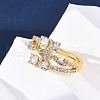 Brass Micro Pave Clear Cubic Zirconia Finger Rings for Women RJEW-U047-03G-3