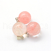 Round Dyed Cherry Quartz Glass Pendants G-Q434-06-2