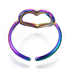 304 Stainless Steel Hollow Heart Cuff Rings RJEW-N038-122M-4