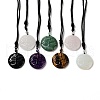 Natural & Synthetic Mixed Stone Tree of Life Pendant Necklace with Nylon Rope NJEW-H009-03-1