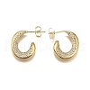 Brass Micro Pave Clear Cubic Zirconia Stud Earrings for Women EJEW-U056-04B-G-4