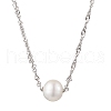 Natural Cultured Freshwater Pearl Potato Pendant 304 Stainless Steel Singapore Chains Necklaces NJEW-JN05273-02-2