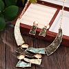 Trapezoid Zinc Alloy Enamel Pendant Necklaces & Stud Dangle Earrings Sets for Women WG56C72-04-2