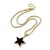 Brass Enamel Star Pendant Necklaces for Women NJEW-K381-09G-01-4
