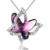 Butterfly Brass Pave Glass Birth Stone Pendant Necklaces FS-WG3BB0A-09-3