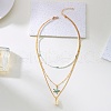 Summer Beach Alloy Starfish & Natural Shell Pendant Glass Seed Beaded 3 Layer Necklaces for Women FS-WGF3BD7-06-2