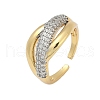 Brass Micro Pave Cubic Zirconia Open Cuff Ring for Women RJEW-F177-03GP-07-2