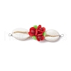 Natural Cowrie Shell & Flower Handmade Polymer Clay Connector Charms PALLOY-JF03797-3