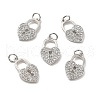 Brass Micro Pave Clear Cubic Zirconia Pendants KK-E068-VB158-3