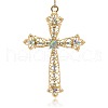 Shining Golden Plated Alloy Rhinestone Cross Big Pendants Necklace Charms RB-J206-28G-1
