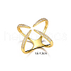 Elegant S925 Sterling Silver Pave Cubic Zirconia Open Star Cross Ring for Women AU6485-4