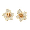 Brass Clear Cubic Zirconia Flower Stud Earrings EJEW-C147-02G-4