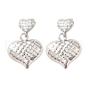 Textured Heart Brass Micro Pave Clear Cubic Zirconia Dangle Stud Earrings EJEW-Z099-02P-01-4