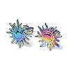 Ion Plating(IP) 304 Stainless Steel Sun Stud Earrings for Women EJEW-F300-10MC-1