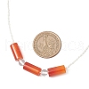Adjustable Natural Carnelian Column & Synthetic Quartz Crystal Round Beaded Braided Necklaces NJEW-JN05321-3