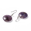 Natural Amethyst Flat Round Dangle Earrings EJEW-D188-03P-06-3