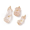 Natural Rose Quartz Copper Wire Wrapped Pendants PALLOY-JF01980-03-1