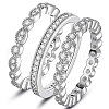 3Pcs 3 Styles Brass Micro Pave Clear Cubic Zirconia Finger Rings for Women FS-WG3CB6F-05-2