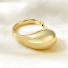 Rack Plating Brass Teardrop Open Cuff Ring for Women RJEW-A016-03G-3