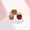 Natural Amethyst/Korean Jade/Agate Germ Cuff Rings RJEW-M076-05G-05-5