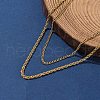 304 Stainless Steel Rope Chain Double Layered Necklaces for Women NJEW-U050-02A-G-3