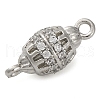 Brass Micro Pave Clear Cubic Zirconia Hollow Oval Connector Charms KK-A230-05A-P-2