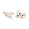 Heart Clear Cubic Zirconia Stud Earrings for Her EJEW-C002-12G-RS-1